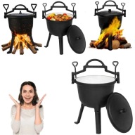 KOCIOŁEK ŻELIWNY EMALIOWANY 10L WĘGIERSKI MYŚLIWSKI NA OGNISKO GRILL