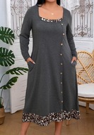 Sukienka Plus Size Midi szara z guzikami r.46/48