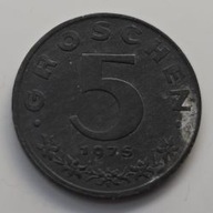 *AUSTRIA [0681]*5 groszy 1975 Druga Republika 5 GROSCHEN, Herb Orzeł