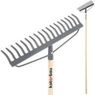 GRABIE METALOWE OGRODOWE GRABKI 18-ZĘBNE WZMOCNIONE DREWNIANY TRZON 154 CM