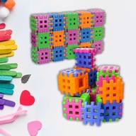 KLOCKI KONSTRUKCYJNE KREATYWNE WAFLE KOLOROWE DUŻA PACZKA 90 EL.