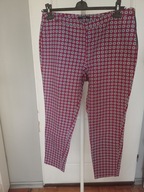 spodnie treggins george proste 42 wzorek kwietki czerwone białe granatowe