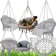Huśtawka ogrodowa bocianie gniazdo fotel wiszący z poduszką XL 150 kg szary