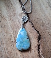 Wisiorek zawieszka larimar Dominikana srebro okaz naszyjnik XXL