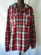 Koszula w czerwono-czarną kratę z kapturem - S/M