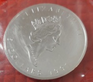 LIŚĆ KANADYJSKI MAPLE LEAF SREBRO Ag 999,9 1 OZ UNCJA / SREBRNA MONETA 1991