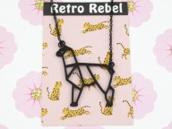 wisiorek LAMA origami ALPAKA czarny retro vintage RR39