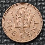 *BARBADOS [1910]*1 cent ONE CENT 1973 Królowa Elżbieta II, Herb, Trójząb