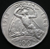 Czechosłowacja 100 koron 1948 - rocznica niepodległości - srebro