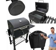 GRILL WĘGLOWY OGRODOWY DUŻY ŻELIWNY RUSZT Z POKRYWĄ TERMOMETR POPIELNIK