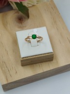 PIERŚCIONEK damski pozłacany 18k złotem z zielonym oczkiem rozmiar 8