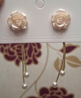 KOLCZYKI KWIATY KWIATAMI KWIATKI KWIATKAMI BOHO RÓŻE DŁUGIE PERŁAMI PERŁY