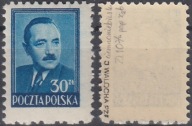 477** ciemnoniebieski , pap. x2b , ZL 10 3/4 , gw.+opis Jerzy Walocha