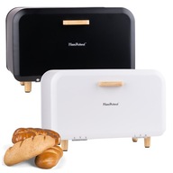 CHLEBAK METALOWY POJEMNIK NA CHLEB PIECZYWO CZARNY/BIAŁY NA NÓŻKACH RETRO