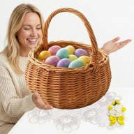 KOSZYK WIELKANOCNY ŚWIĘCONKA WIKLINOWY NATURALNY + GRATIS SERWETKA I OZDOBA