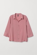H & M koszula pudrowa różowa oversize boyfriend boho luźna pudełkowa rękawy
