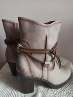 MARCO TOZZI skórzane BOTKI na słupku 40