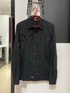 6 Koszula Vailent czerń artystyczny krój trójkąty pasy ukryte kieszenie M