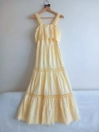 DŁUGA ŻÓŁTA SUKIENKA BOHO HAFTY HISZPANKA 100% BAWEŁNA MAXI MIDI XS 34