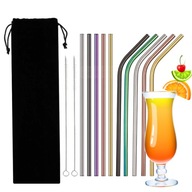 10 SZTUK - METALOWE SŁOMKI RURKI WIELORAZOWE EKO