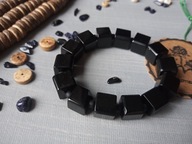 ROCK bransoletka czarna szkło i japońskie koraliki Toho BlackberriesArts