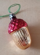 STARA ozdobna BOMBKA na choinkę ŻOŁĄDŹ PRL-u złoty - czerwony