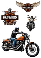 Wydruk CUKROWY na tort masa HARLEY DAVIDSON motor zestaw POSTACI tekst