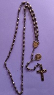 Piękny stary różaniec metal srebrzony srebro ? plus srebrny medalik