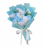 BUKIET HELLO KITTY PLUSZOWY UROCZY PREZENT WALENTYNKI W NIEBIESKIM KOLORZE