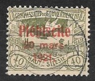 $ROCZNIK 1921 POCZTY PLEBISCYTOWE - GÓRNY ŚLĄSK Fi 35 kas.