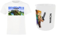 *Zestak* Koszulka Minecraft i Kubek z Dwiema Postacjami Rozmiar - 158