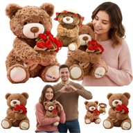 DUŻY MISIEK PLUSZOWY MIŚ Z BUKIETEM PLUSZAK PREZENT NA WALENTYNKI KOBIETY