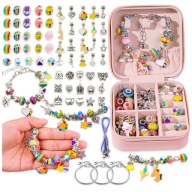 DUŻY ZESTAW DO ROBIENIA BRANSOLETEK I NASZYJNIKÓW CHARMS SZKATUŁKA KORALIKI
