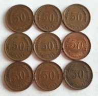 moneta Finlandia przedwojenna 50 pennia Cu 1940 1941 1942 1943