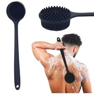 Silikonowa Szczotka do kąpieli i prysznica z długą rączką czarna do pleców