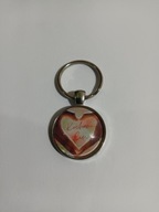 Brelok do kluczy, szkło hartowane, serce , napis