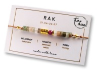 Bransoletka Znak Zodiaku RAK KAMIENIE NATURALNE złota/srebrna + prezent*