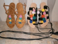 DIVIDED H&M SANDAŁY RZYMIANKI FRĘDZLE 2SZT 36