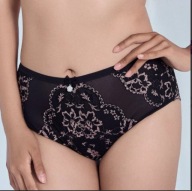 Majtki koronkowe Lanny Mode Czarno-beżowe haft 51926 rozmiar 2XL