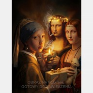 Świątecznie, dziewczyny z prezentami, obraz na płótnie 55x80 Mona Lisa led