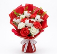 Elegancki Bukiet Hello Kitty Sztuczne Kwiaty Prezent Na Urodziny Dla Niej