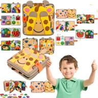 TABLICA MANIPULACYJNA SENSORYCZNA MONTESSORI KSIĄŻECZKA ZABAWKA EDUKACYJNA