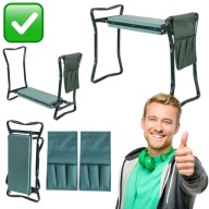 KRZESŁO OGRODOWE METALOWE ZIELONE KLĘCZNIK ŁAWKA TABORET ORGANIZER MOCNY