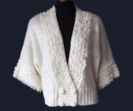 CITY KNIT**Ciepły Krótki**Kremowy Zapinany SWETEREK Z WEŁNĄ**44/46