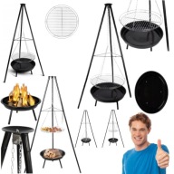 GRILL WĘGLOWY DUŻY OGRODOWY STALOWY RUSZT WISZĄCY PALENISKO 50 CM