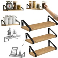 PÓŁKA KUCHENNA WISZĄCA ŚCIENNA DREWNIANA LOFT CZARNA DO KUCHNI ORGANIZER 3X