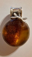 Zawieszka srebro bursztyn z ważką