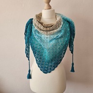 Chusta ręcznie robiona na szydełku, szer. 180cm x wys. 90cm, bawełna, K1