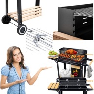 GRILL OGRODOWY DUŻY SMART ROŻEN PÓŁKI na kółkach WĘGLOWY MOCNY STALOWY 5w1