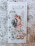 Kartka ślubna z parą - jasna pastelowa z błyskiem